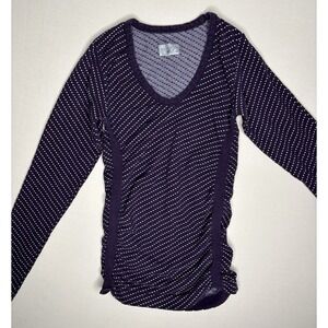Athleta Women's Purple Polka Dot Active Long Sleeve Stretch Top Size XS